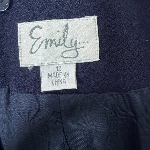 Emily Formal Suit Navy Size 12 Removable Collar, Skirt Pockets, Fully Lined - Picture 2 of 12